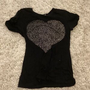 Forever 21 Black Heart Print Kids Tee
